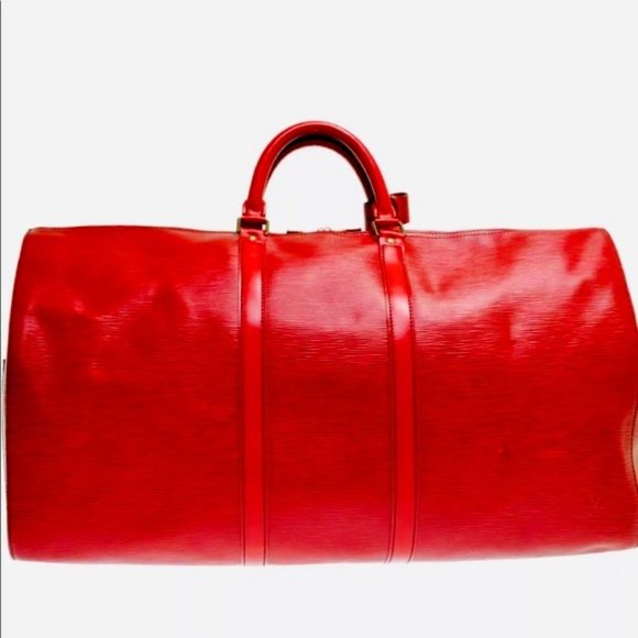 Handbag Louis Vuitton Boston Bag Keepall 55 Red Epi 122070045